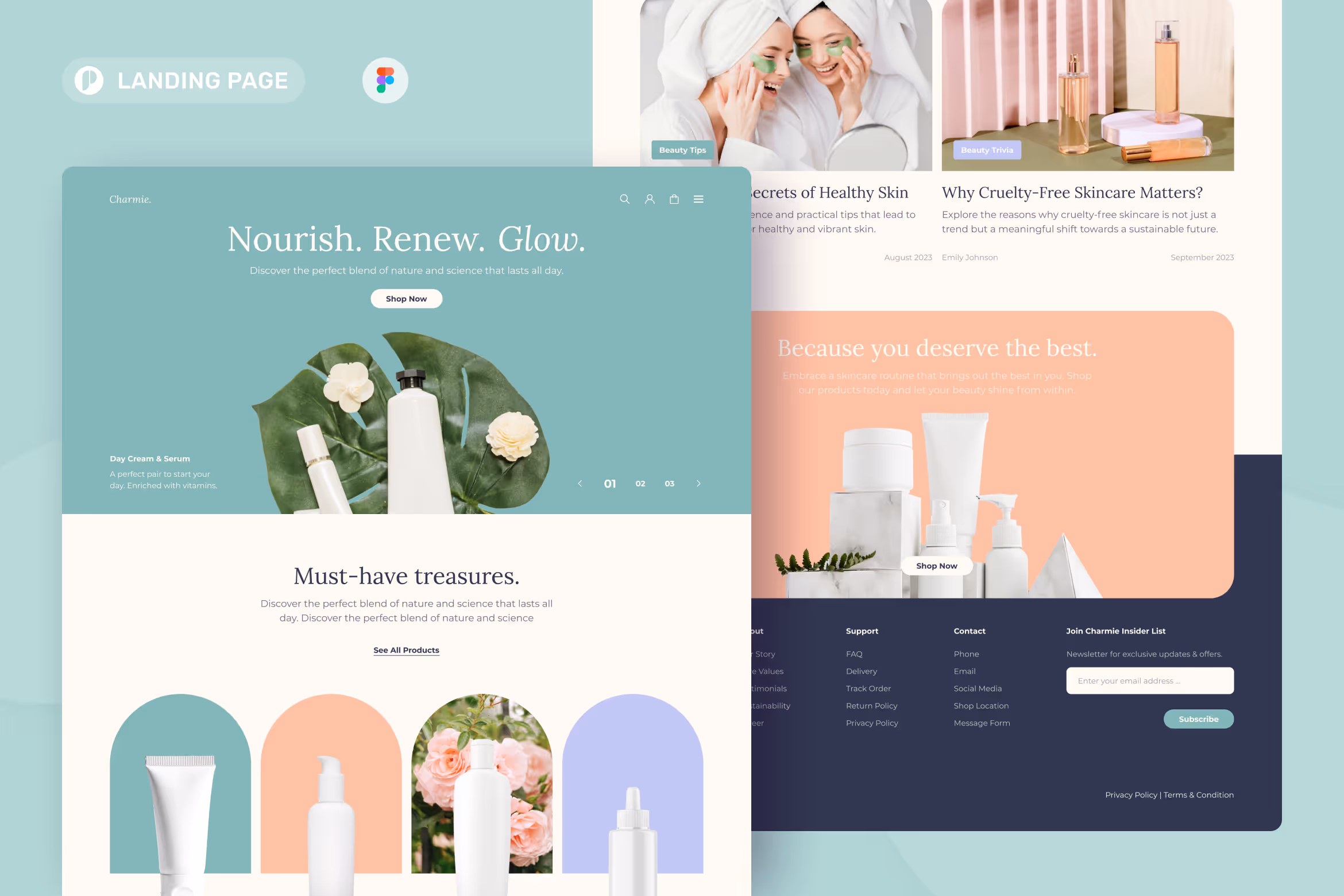 Charmie – Beauty Brand Landing Page Figma 