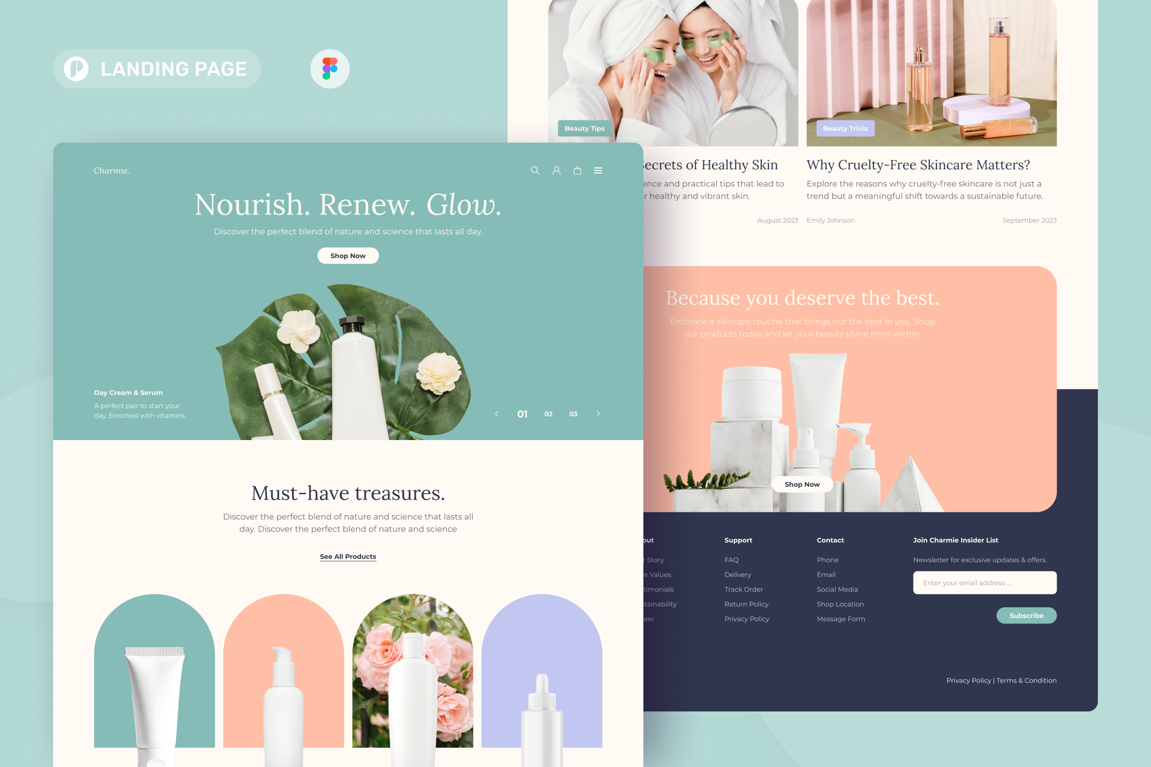 Charmie – Beauty Brand Landing Page Figma 