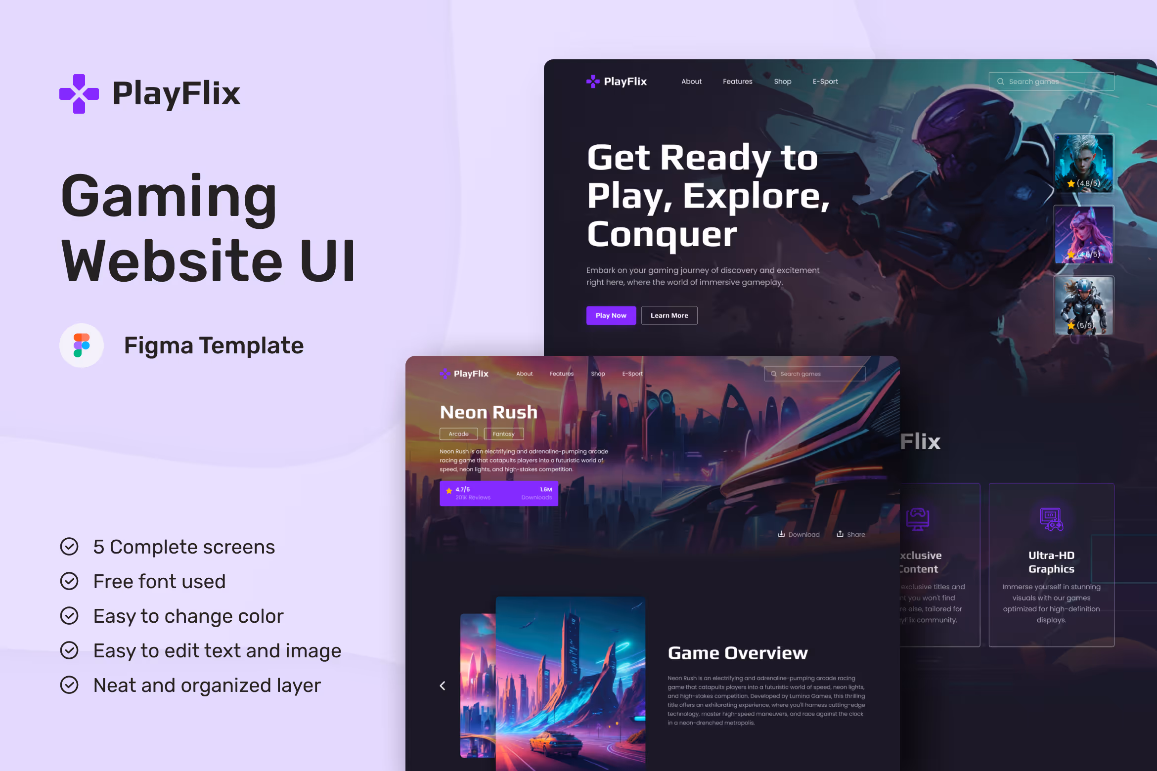 PlayFlix – Gaming Website UI Figma Template