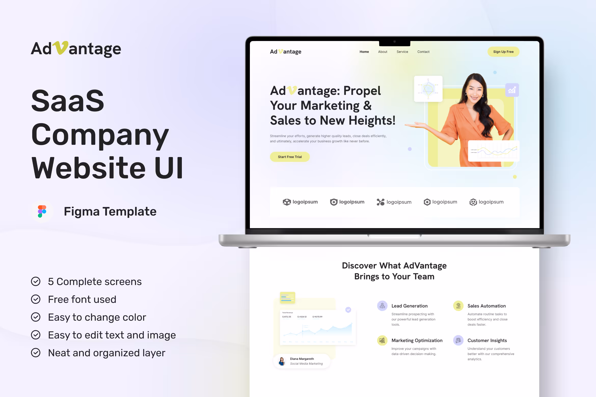 AdVantage – SaaS Website UI Figma Template