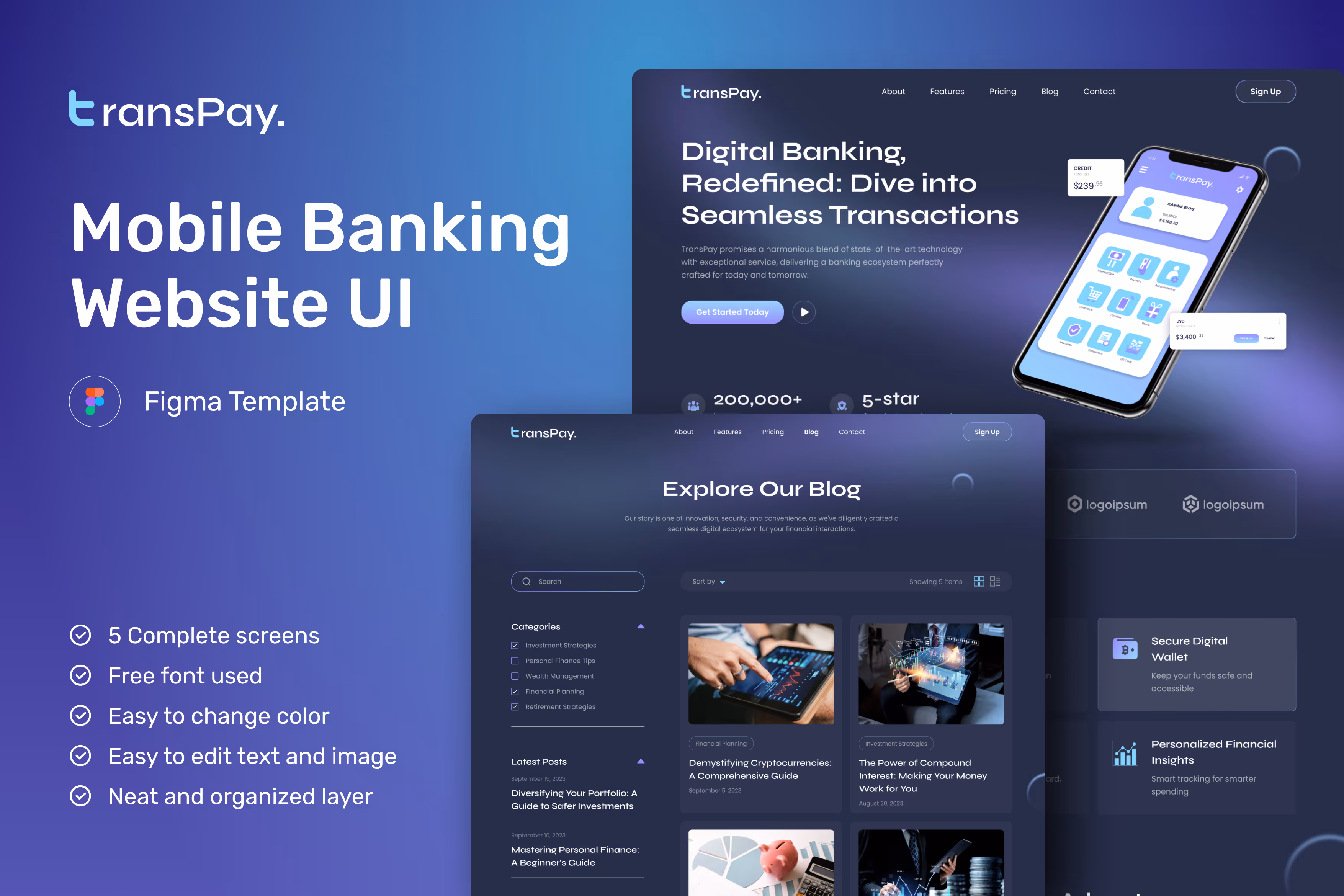 TransPay – Mobile Banking Website UI Figma 