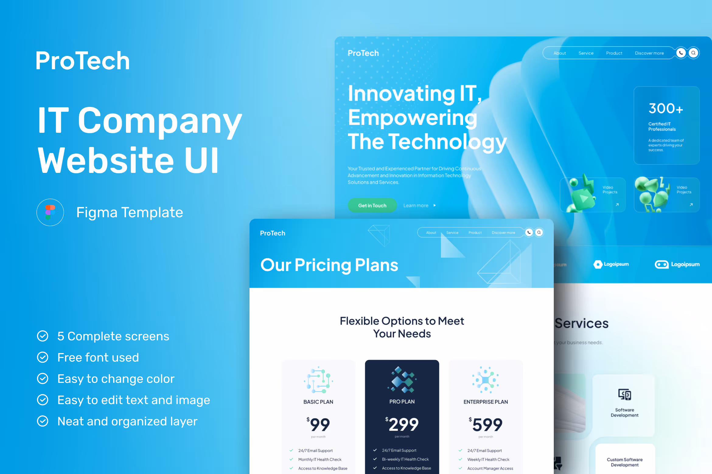ProTech – IT Company Website UI Figma 