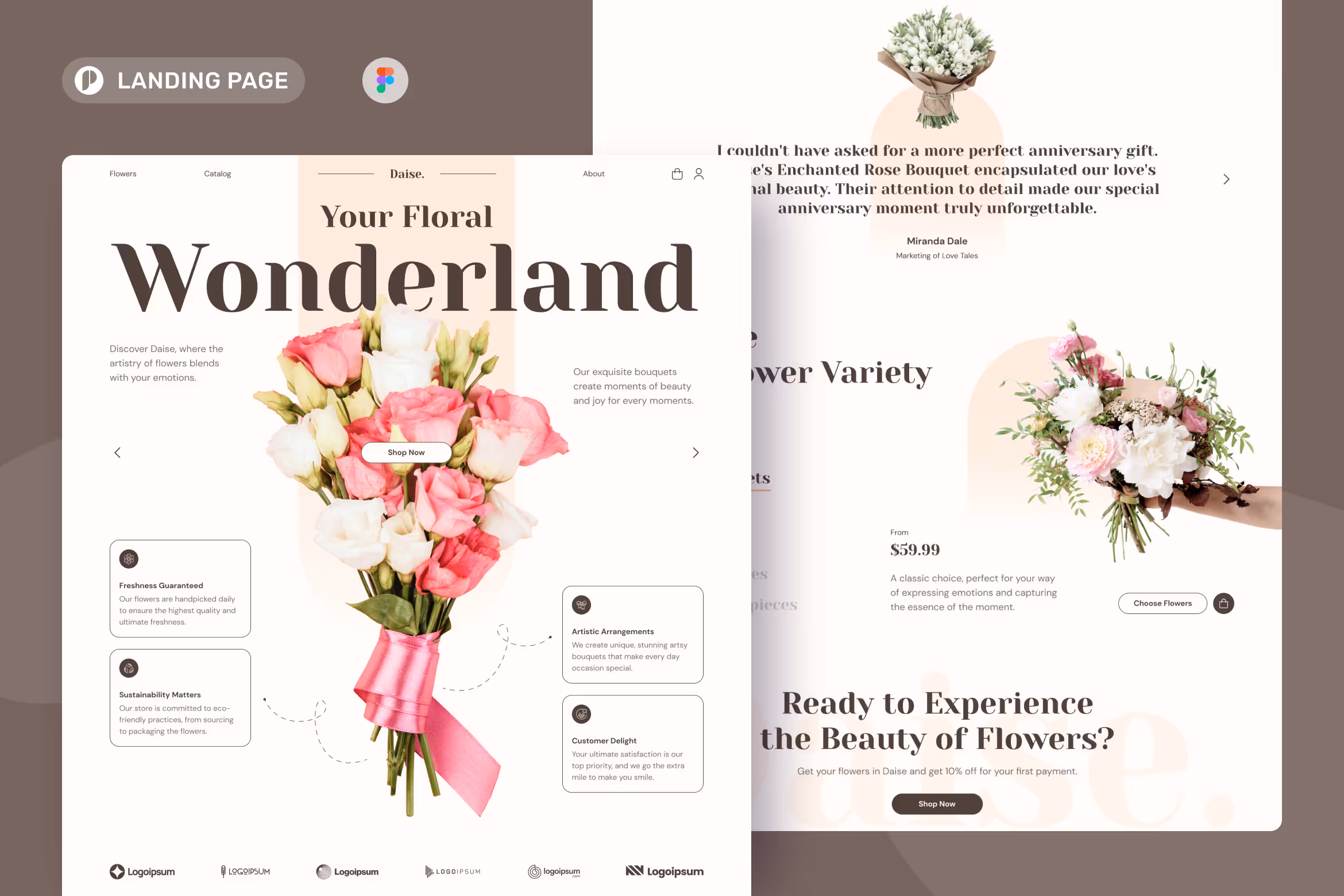 Daise – Flower Shop Landing Page Figma 