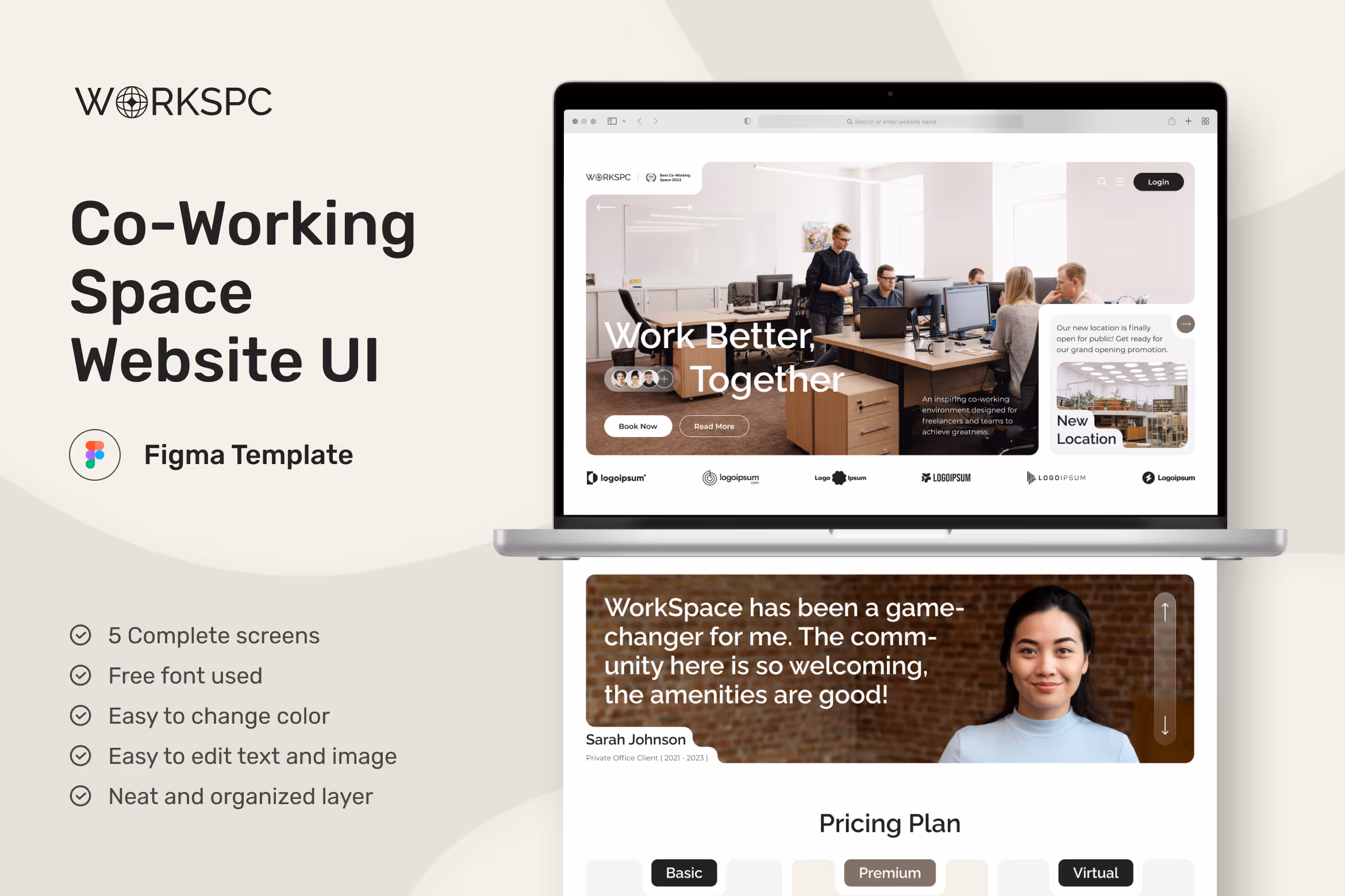 WorkScape – Co-Working Space Website UI Figma 