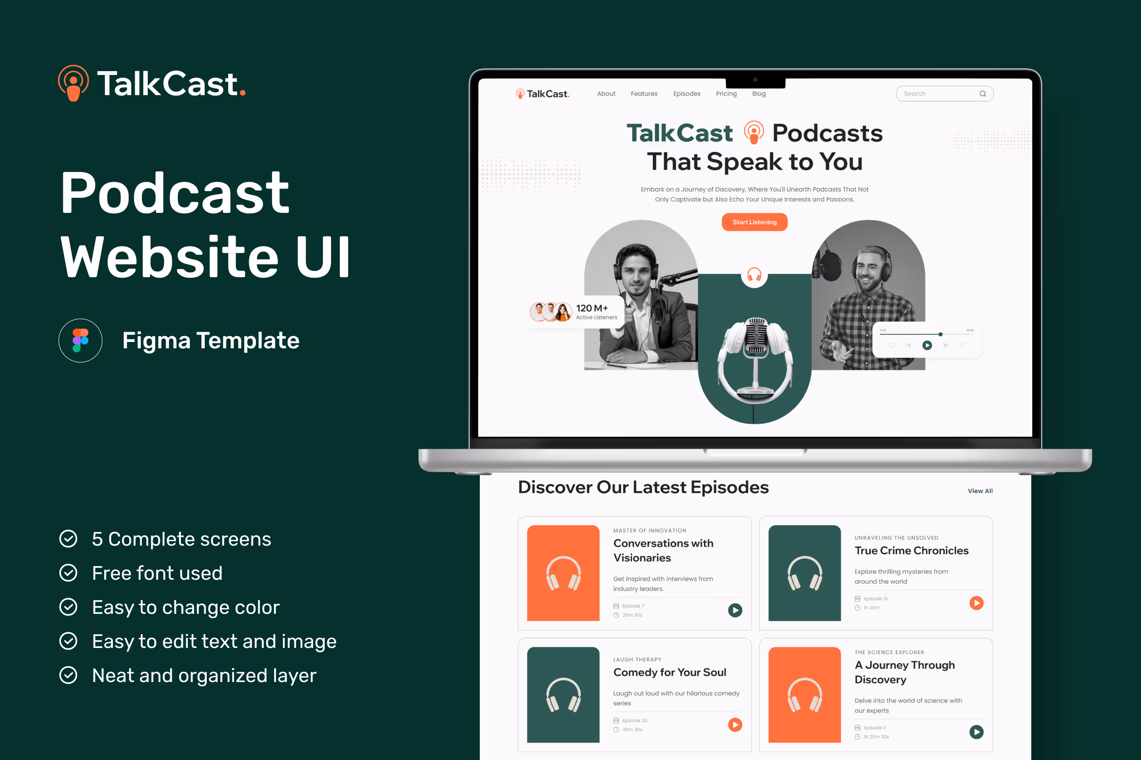 TalkCast – Podcast Website UI Figma Template