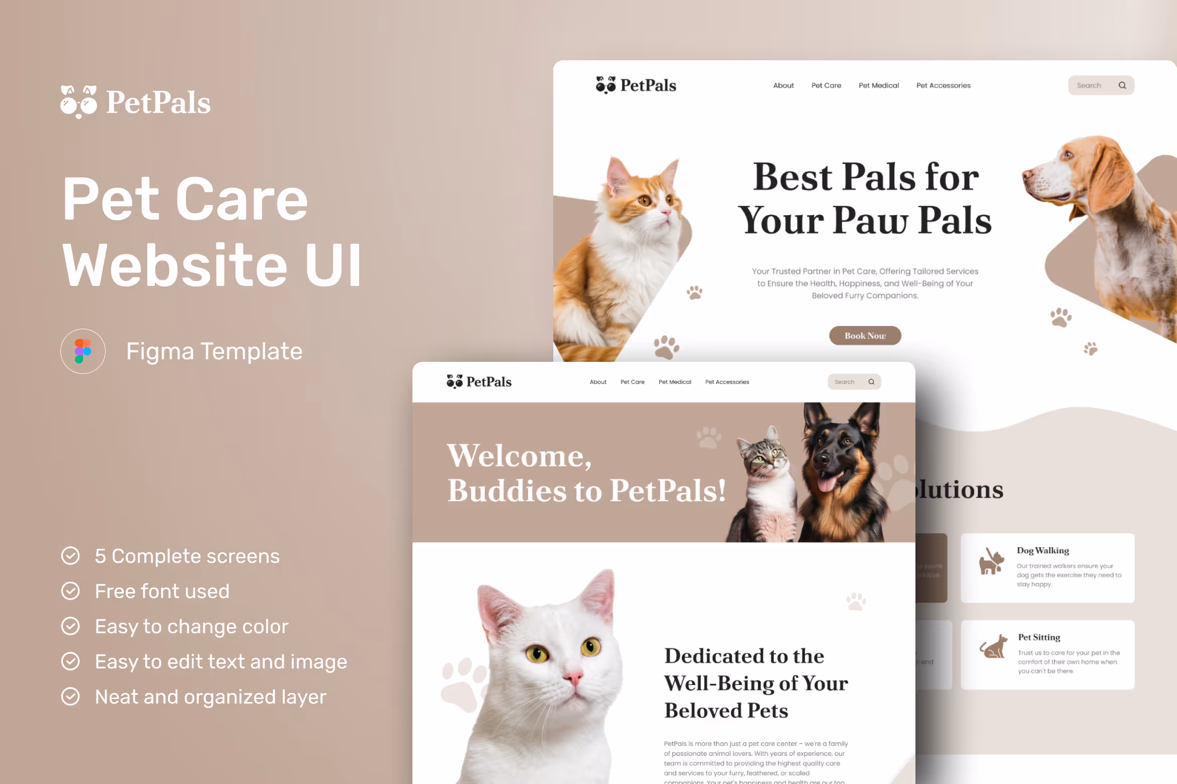 PetPals – Pet Care Website UI Figma Template