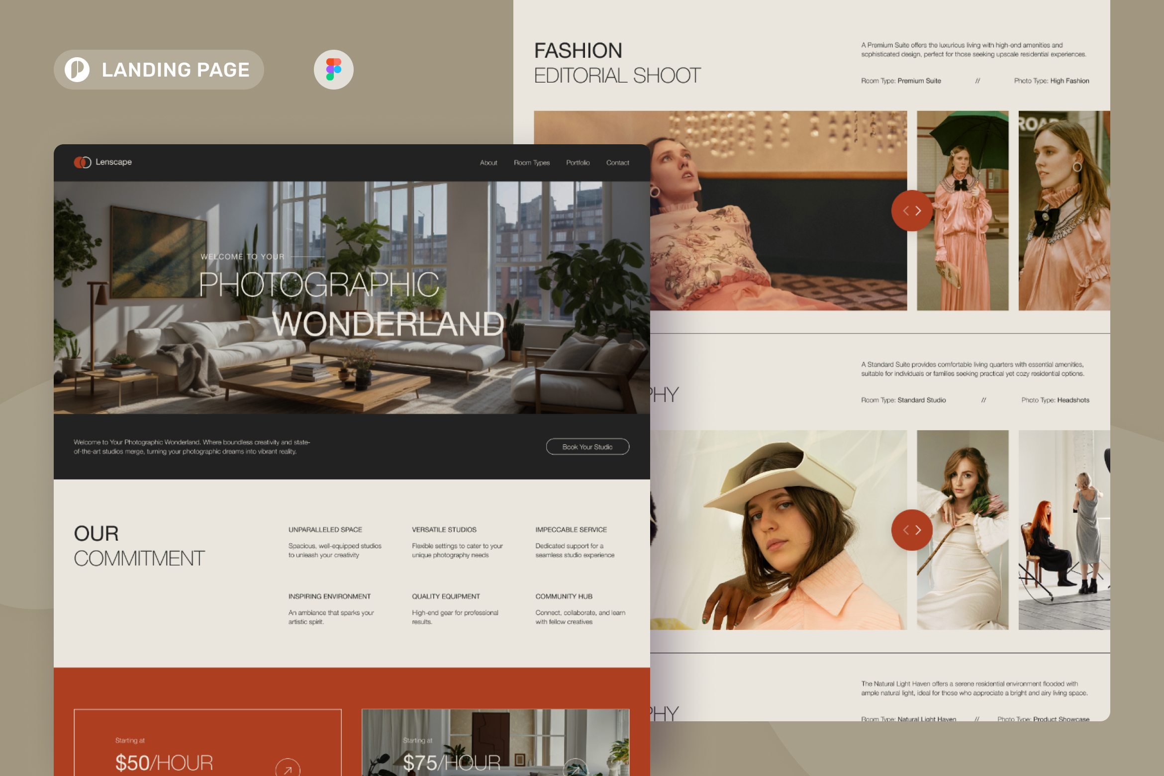 Lenscape – Photo Studio Rental Landing Page 