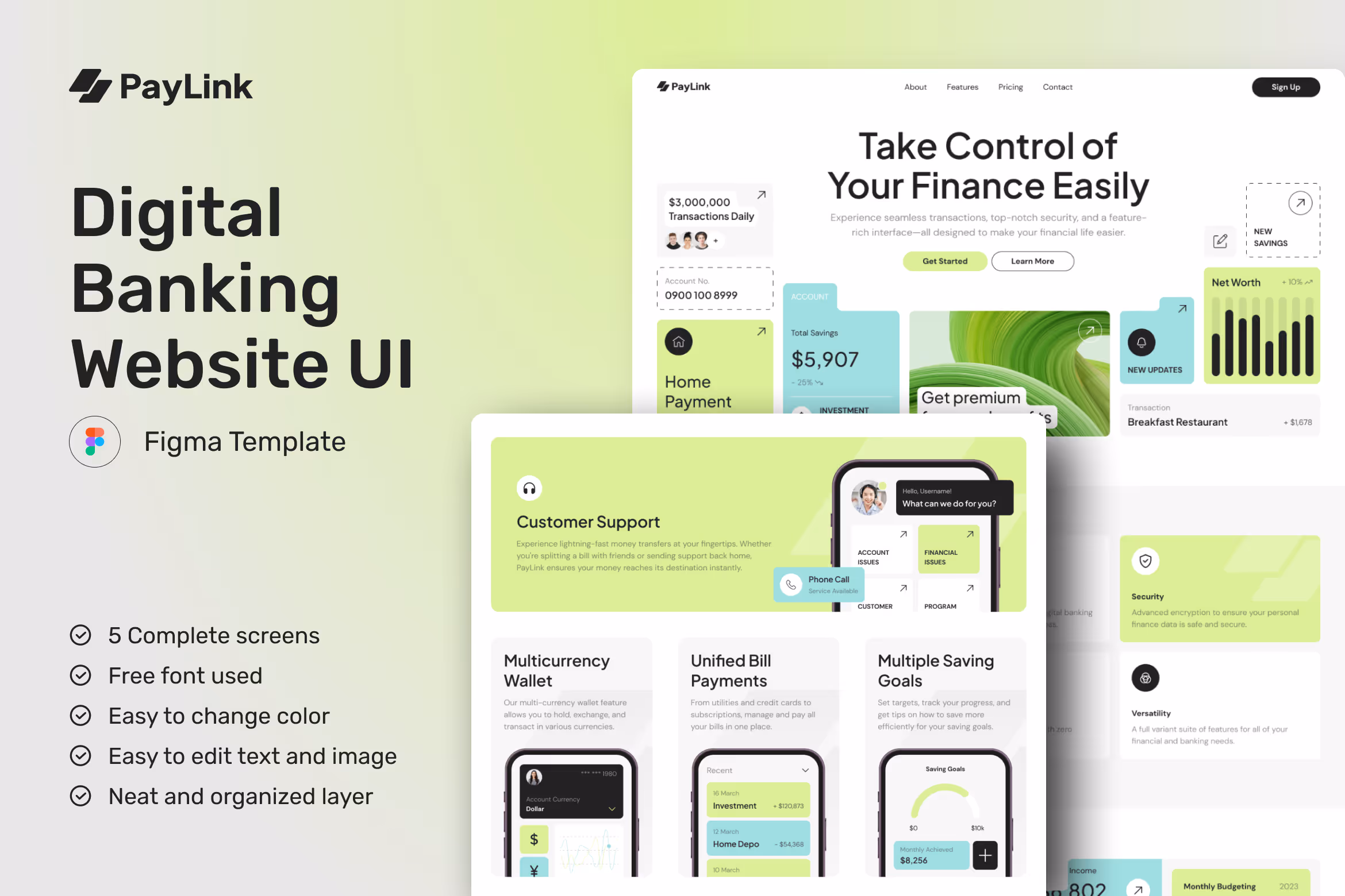 PayLink – Digital Banking Website UI Figma