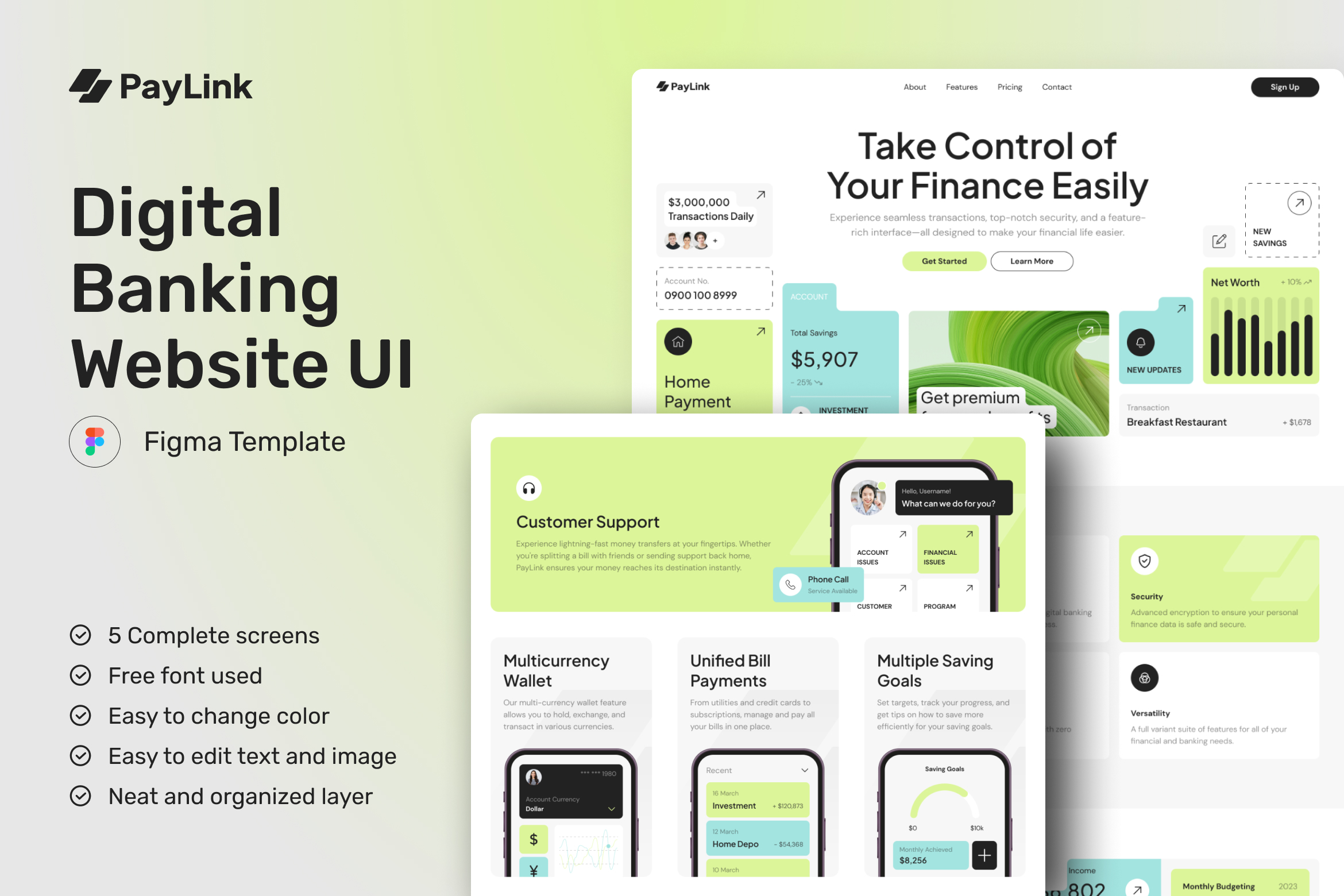 PayLink – Digital Banking Website UI Figma