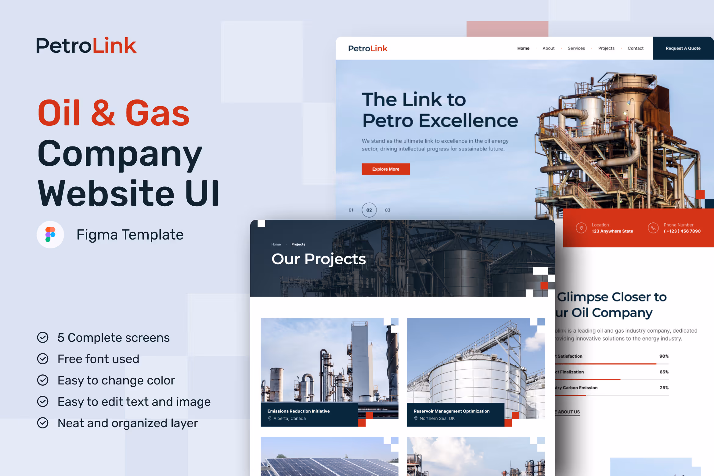 PetroLink – Oil & Gas Company Website UI Figma 