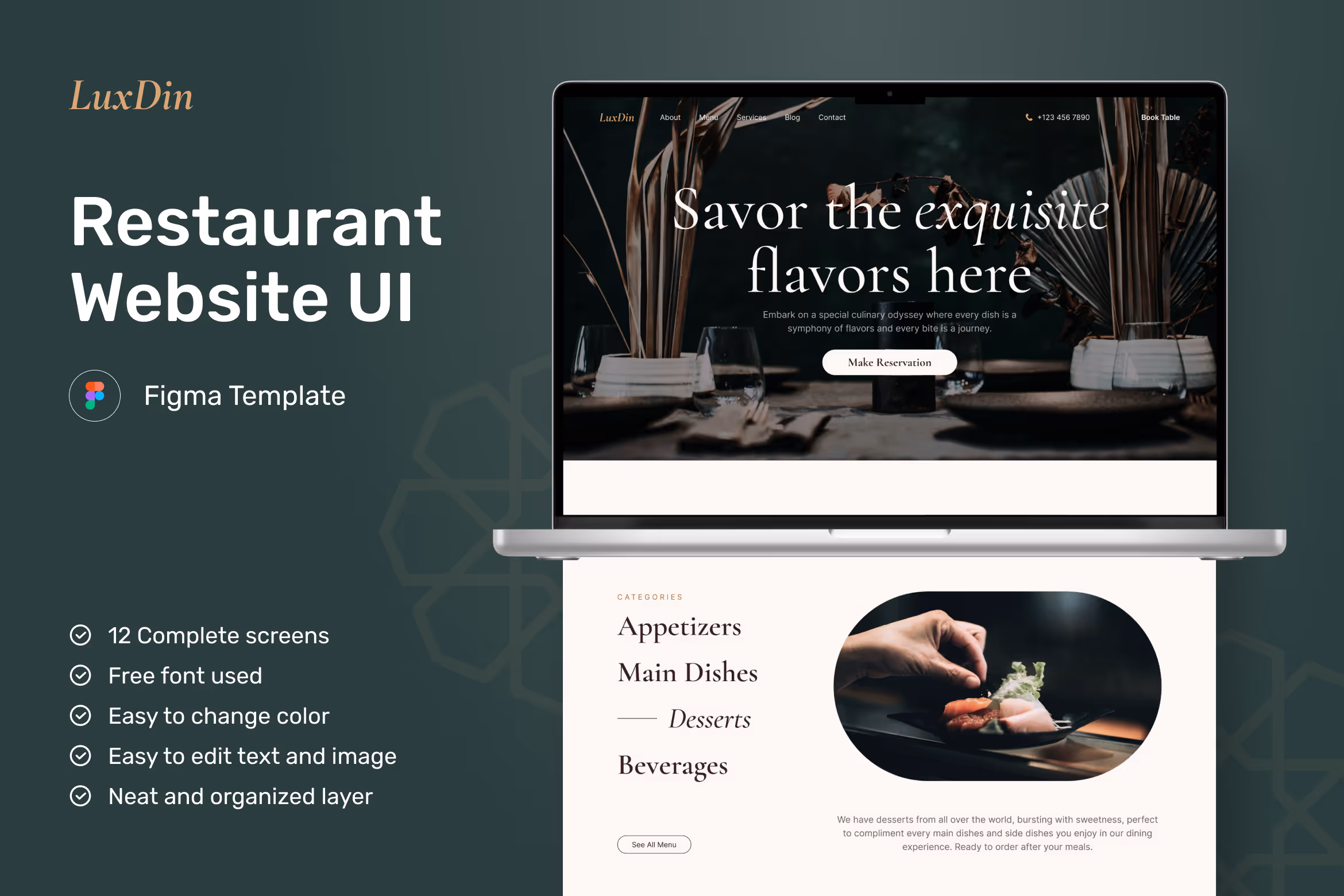 LuxDin – Restaurant Website UI Figma Template