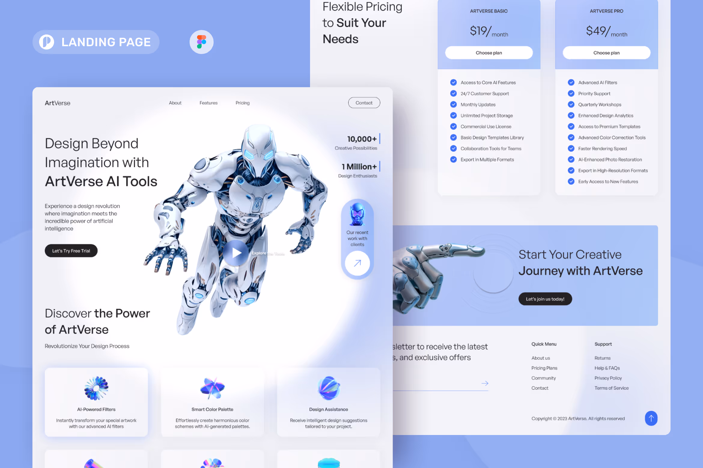 ArtVerse – Creative AI Landing Page Figma 
