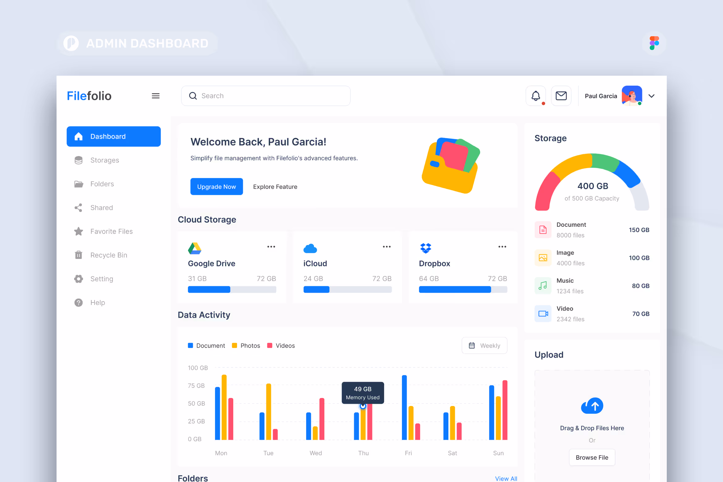 Filefolio – File Manager Admin Dashboard Figma