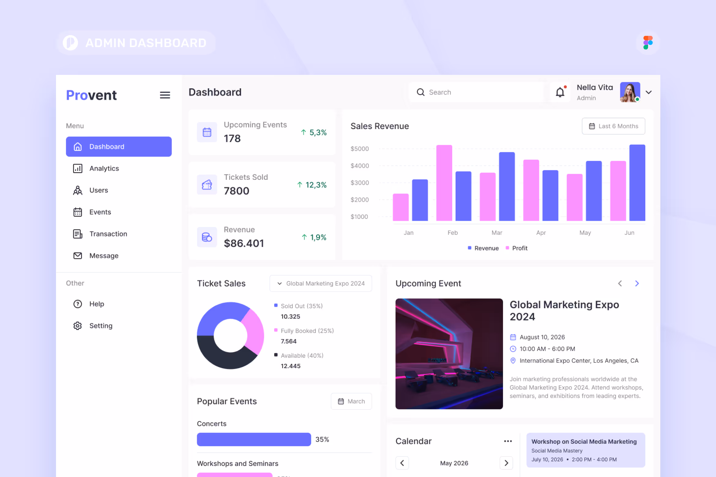 Provent – Event Management Admin Dashboard