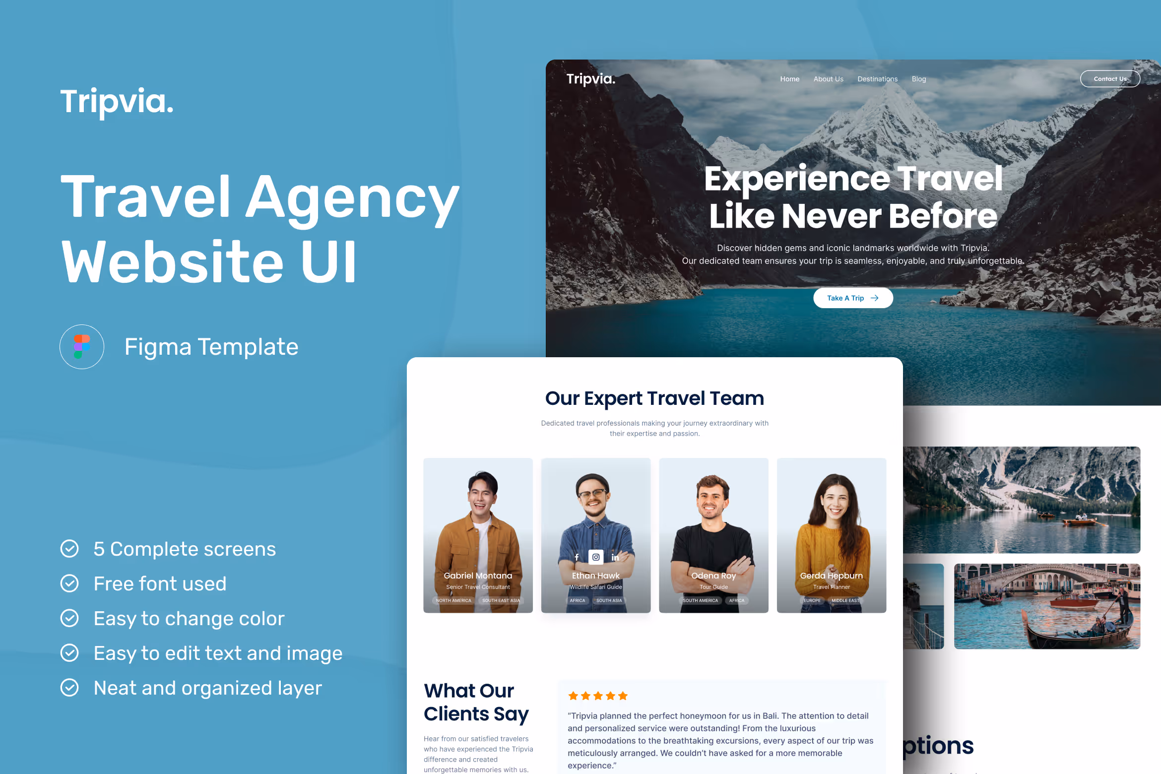 Tripvia – Travel Agency Website UI Figma