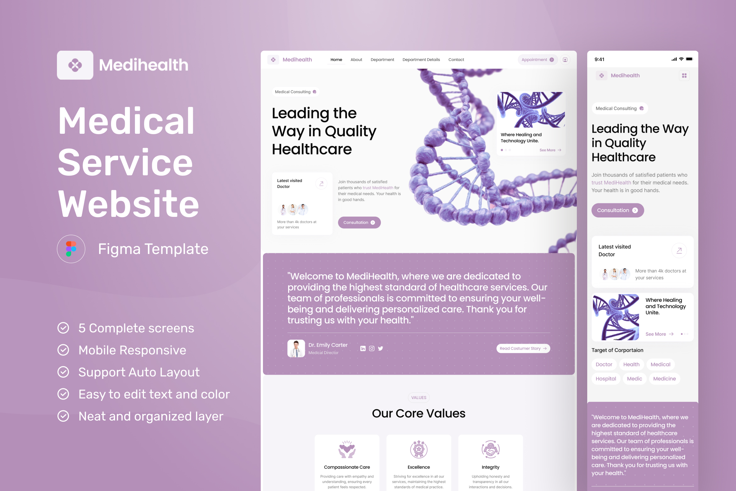 Medihealth – Medical Website UI Figma Template