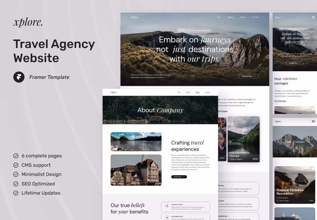 xplore – Travel Agency Website Framer Template