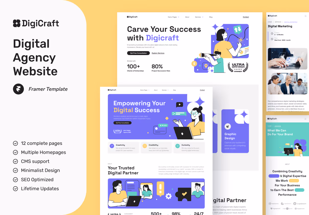 DigiCraft – Digital Agency Website Framer