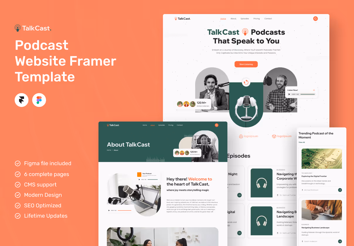 TalkCast – Podcast Website Framer Template