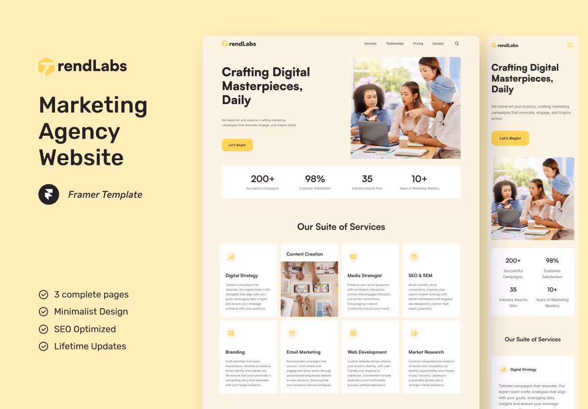 TrendLabs – Marketing Agency Website Framer