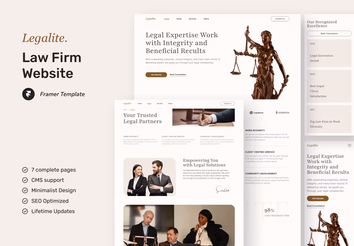 LegaLite – Law Firm Website Framer Template