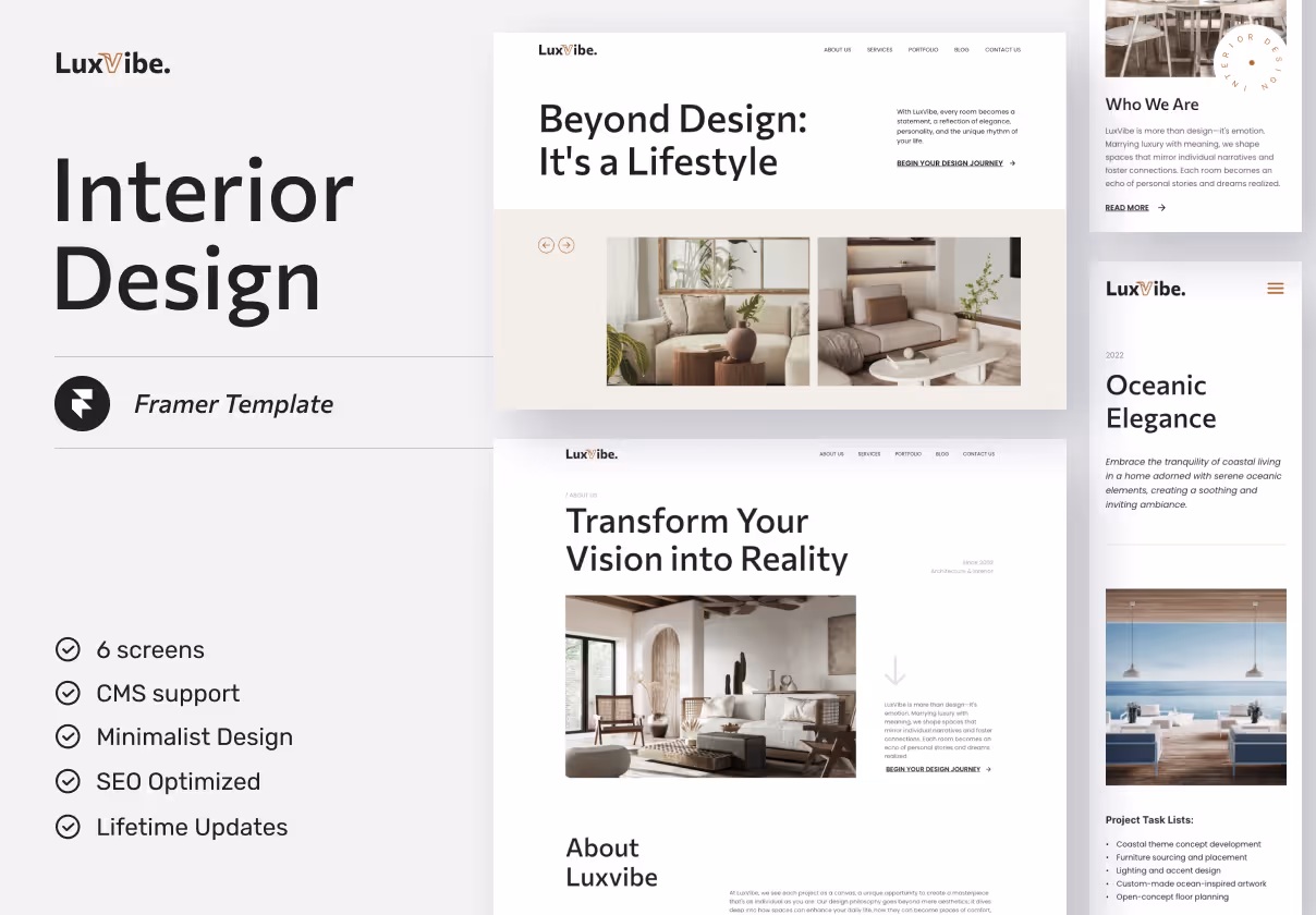 Luxvibe – Interior Design Website Framer 