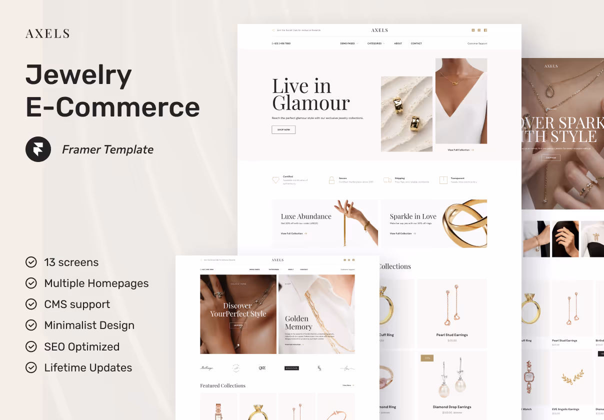 Axels – Minimalist Jewelry E-Commerce Framer
