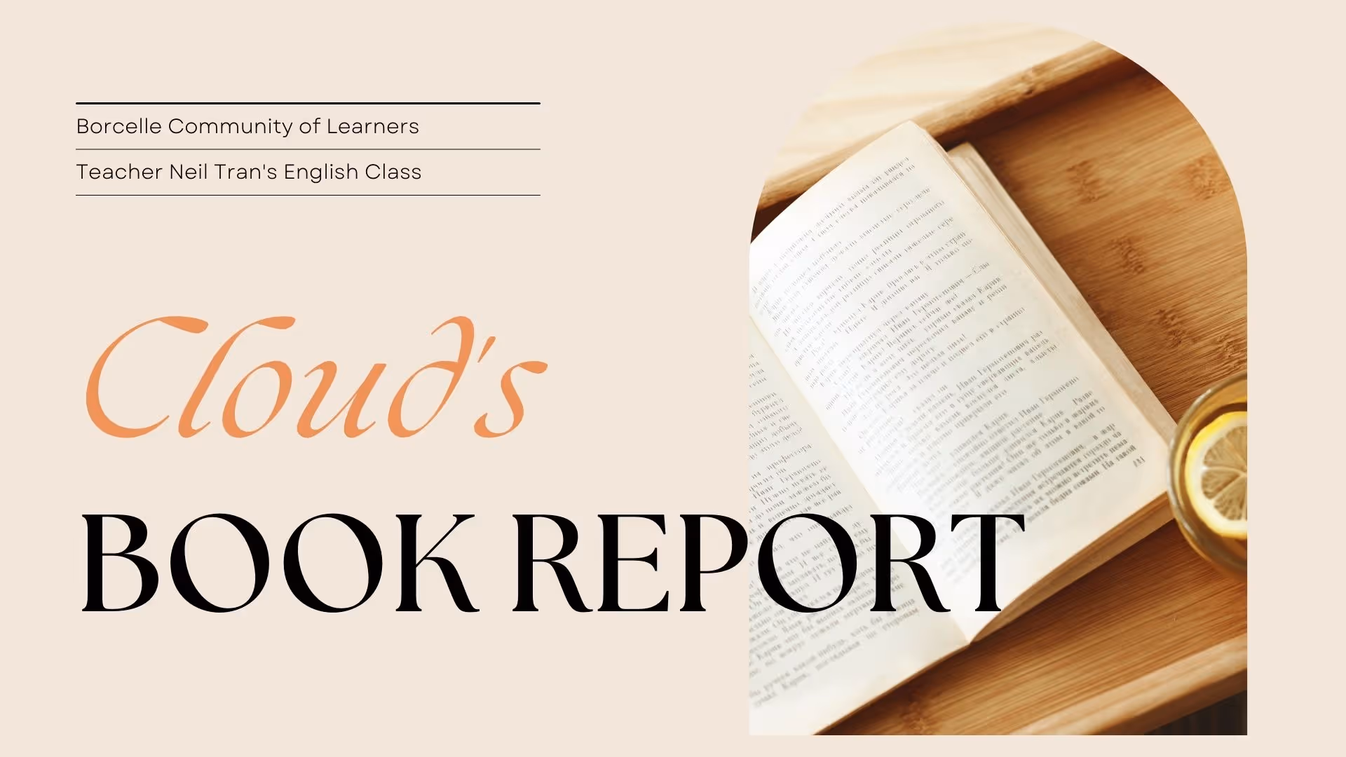 Beige Orange Minimalist Elegant Book Review Presentation