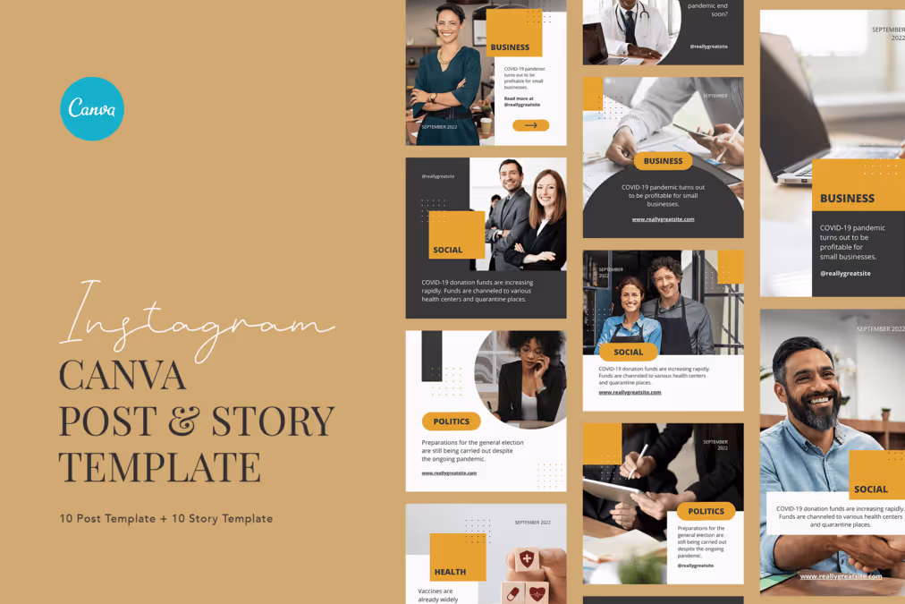 Yellow Formal Professional Newsroom Instagram Post Template