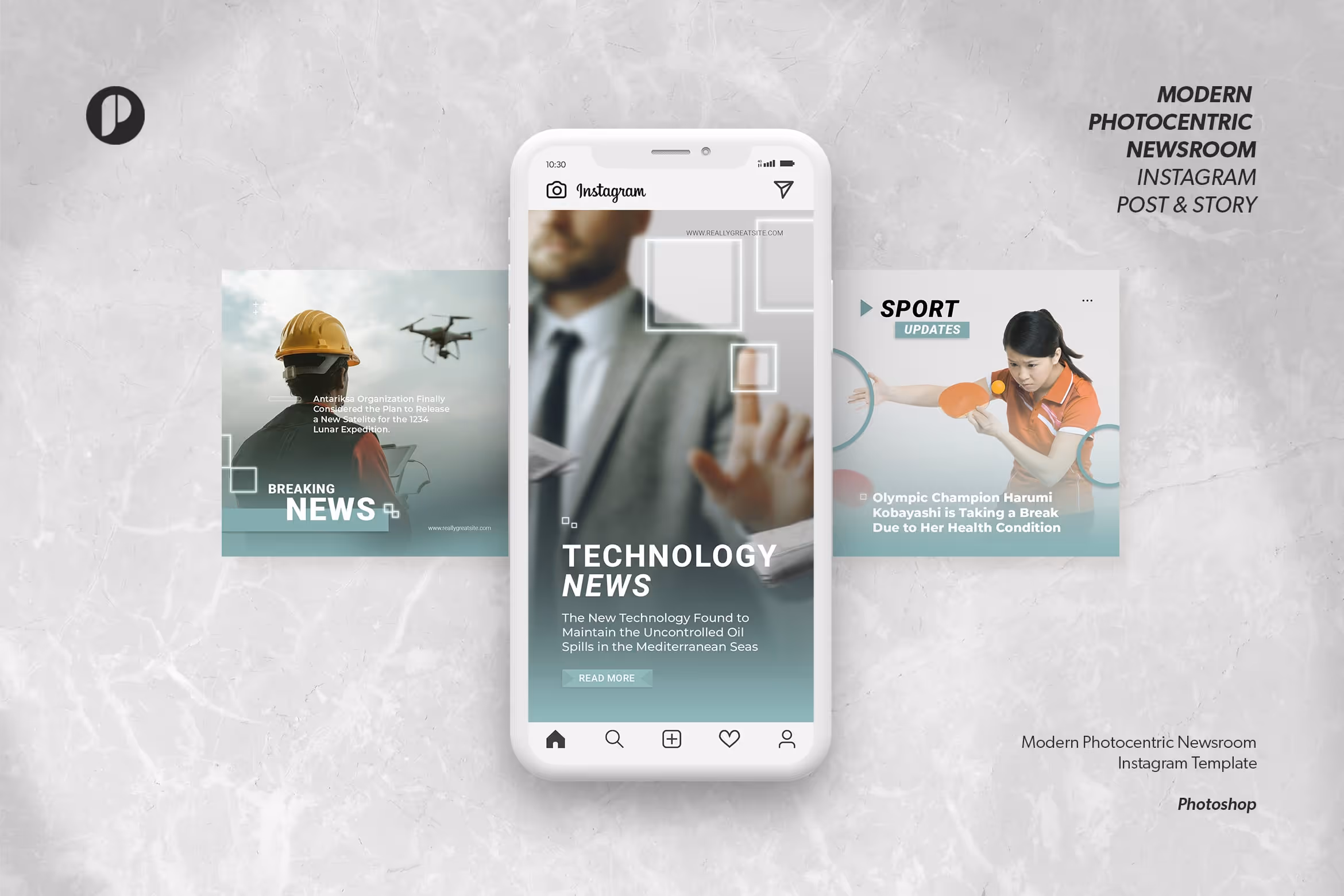 Turquoise Modern Photocentric Newsroom Instagram Template
