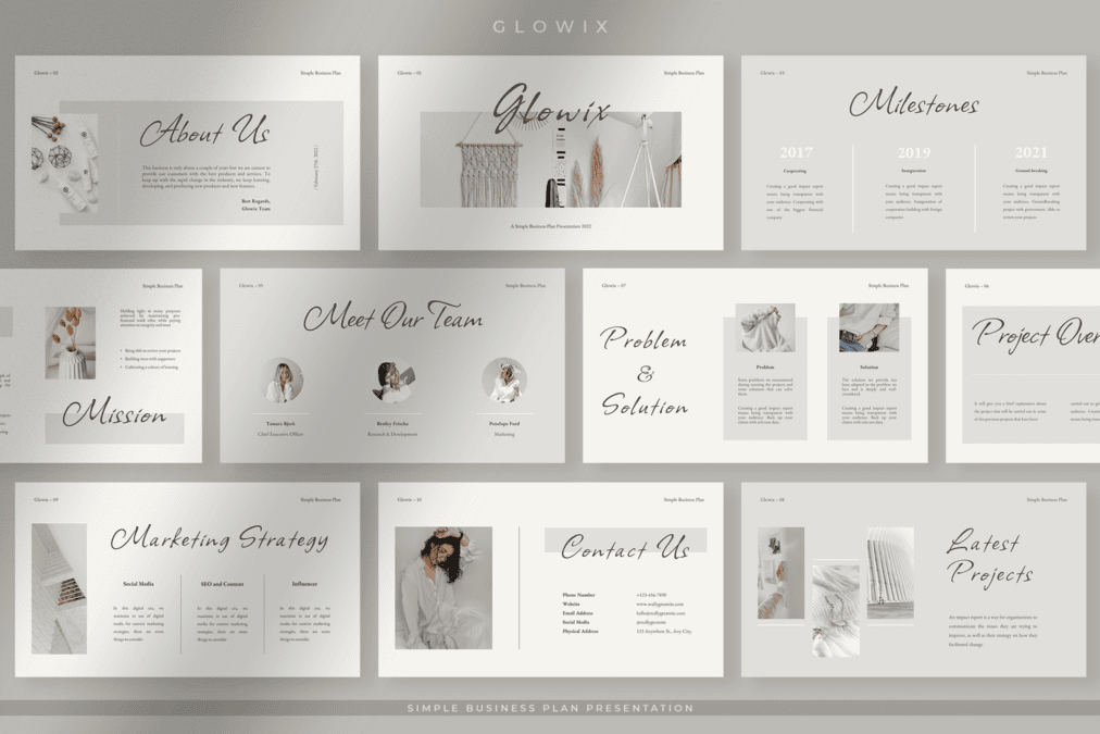 Glowix - Monotone Simple Business Plan Presentation