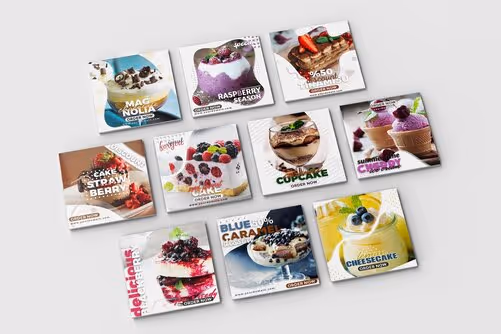 White Bold Fruity Dessert Shop Instagram Template