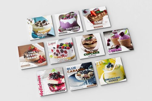 White Bold Fruity Dessert Shop Instagram Template