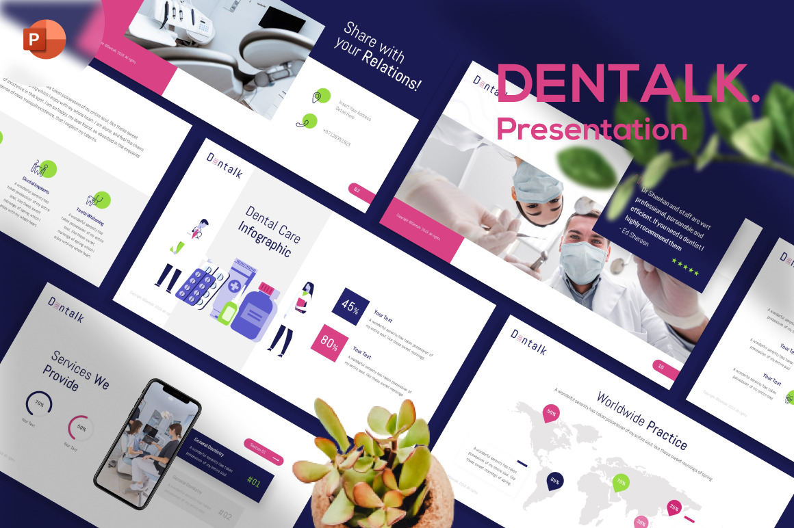 Dentalk - Blue Pink Minimalist Dental Presentation Template