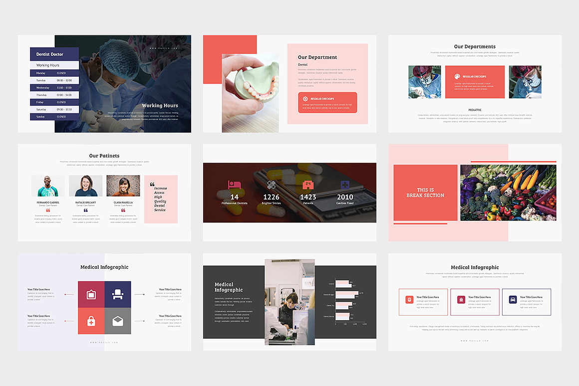 Pavilo - White Pink Modern Dental Presentation Template