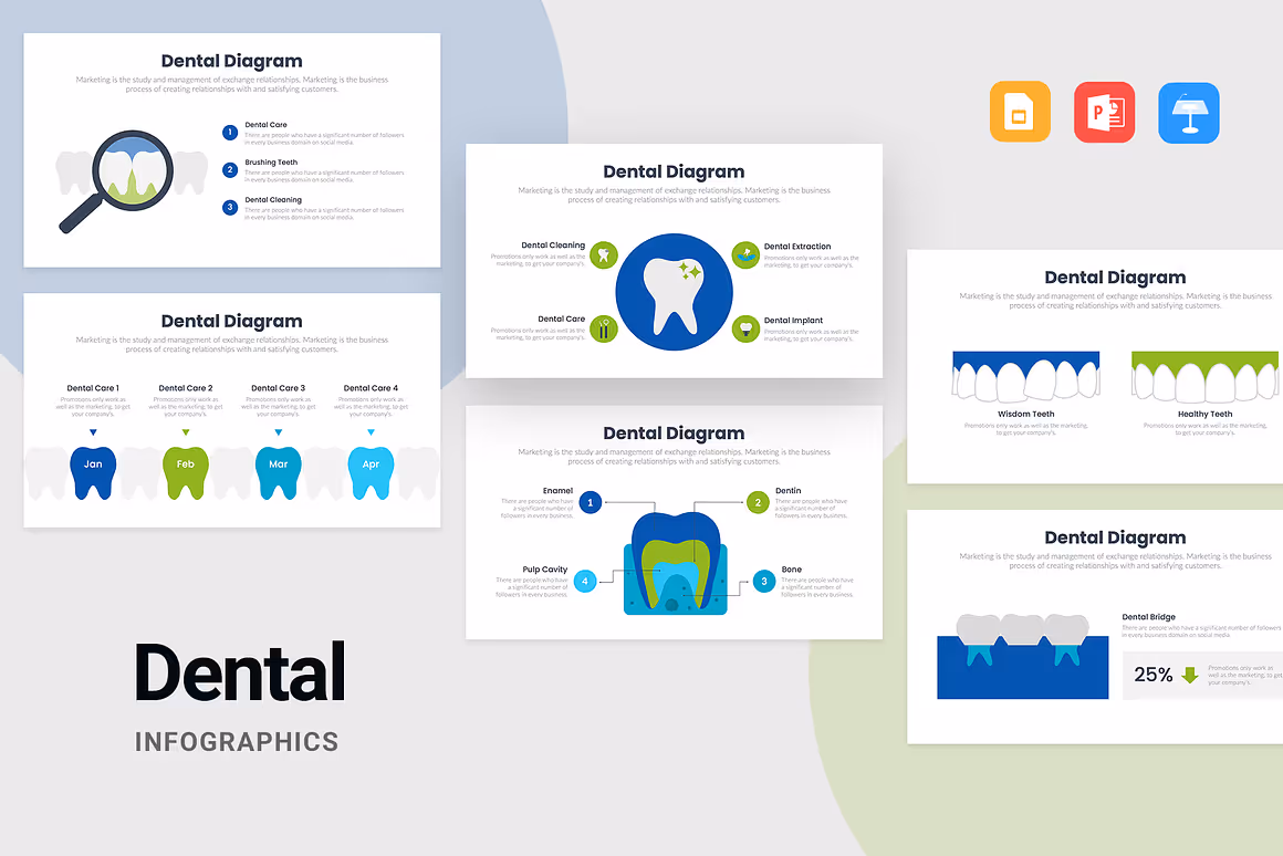 Ice Blue Infographics Dental Presentation Template