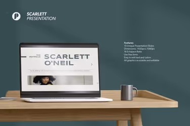 Scarlett – Emerald White Minimalist Personal Portfolio Presentation with Ivory Sand Dark Emerald and Black colors
