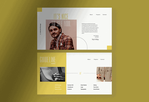 Xeiro, the White Citron Minimalist Modern Brand Guideline InDesign Presentation with Citron White and Black colors