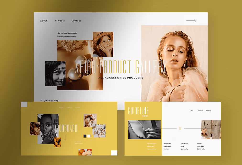 Xeiro, the White Citron Minimalist Modern Brand Guideline InDesign Presentation with Citron White and Black colors