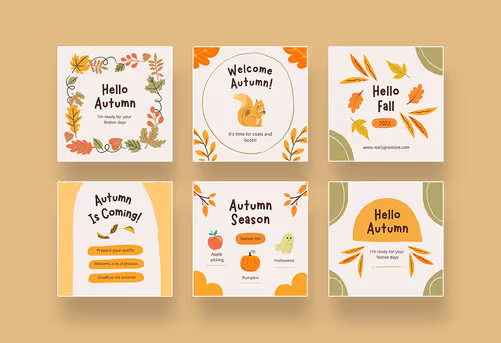 Sweet Peaceful Hello Autumn Illustration Instagram Canva