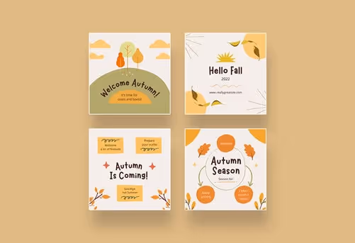 Sweet Peaceful Hello Autumn Illustration Instagram Canva