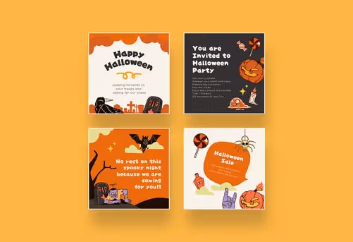 Orange Happy Halloween Illustration Instagram Canva
