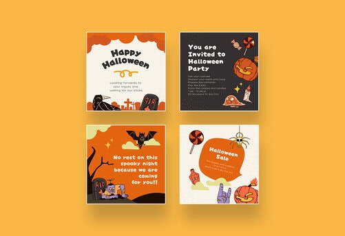 Orange Happy Halloween Illustration Instagram Canva