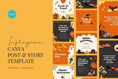 Orange Happy Halloween Illustration Instagram Canva