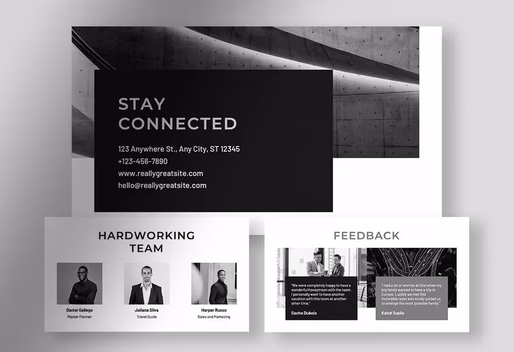 Xivory – Black Modern Minimalist Company Profile Presentation with White Grey and Black colors