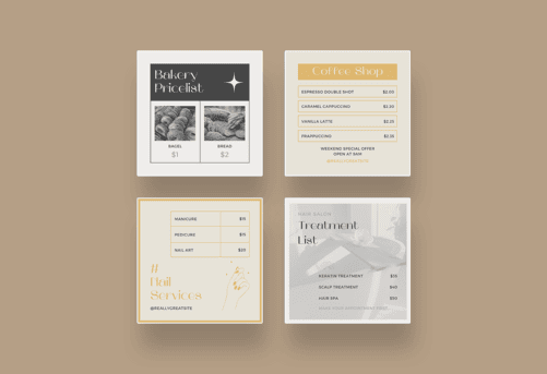 Yellow Pages Minimalist Price List Instagram Canva