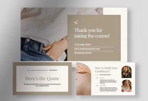 Vionix – Earthy Tone Elegant Online Webinar Presentation with White Dark grey and Black colors