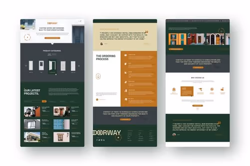 Doorway, the emerald green doors and windows manufacturer website template with Emerald Caramel White Black andSand colors