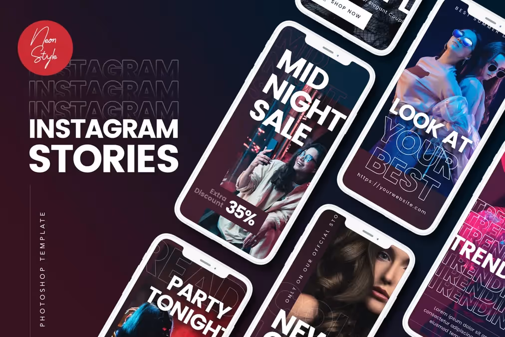 Neon Instagram Stories Template