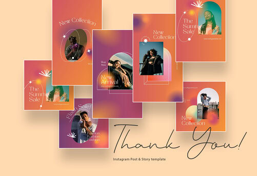 Twilight Gradient Fashion Sale Instagram Canva Template
